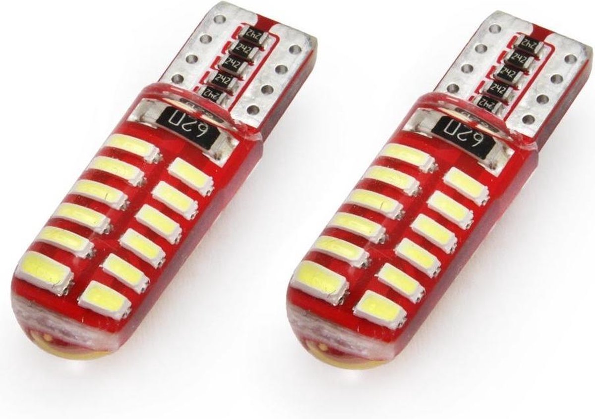 T10 - 3014 - 24 SMD - CANBUS - 2 stuks - wit