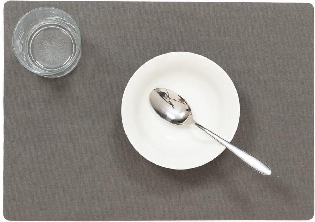 Set van 4x stuks stevige luxe Tafel placemats Plain donkergrijs 30 x 43 cm - Met anti slip laag en Teflon coating toplaag
