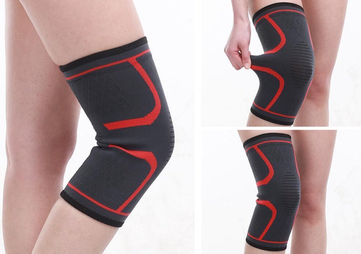 Kniebrace Zwart/Rood - XL