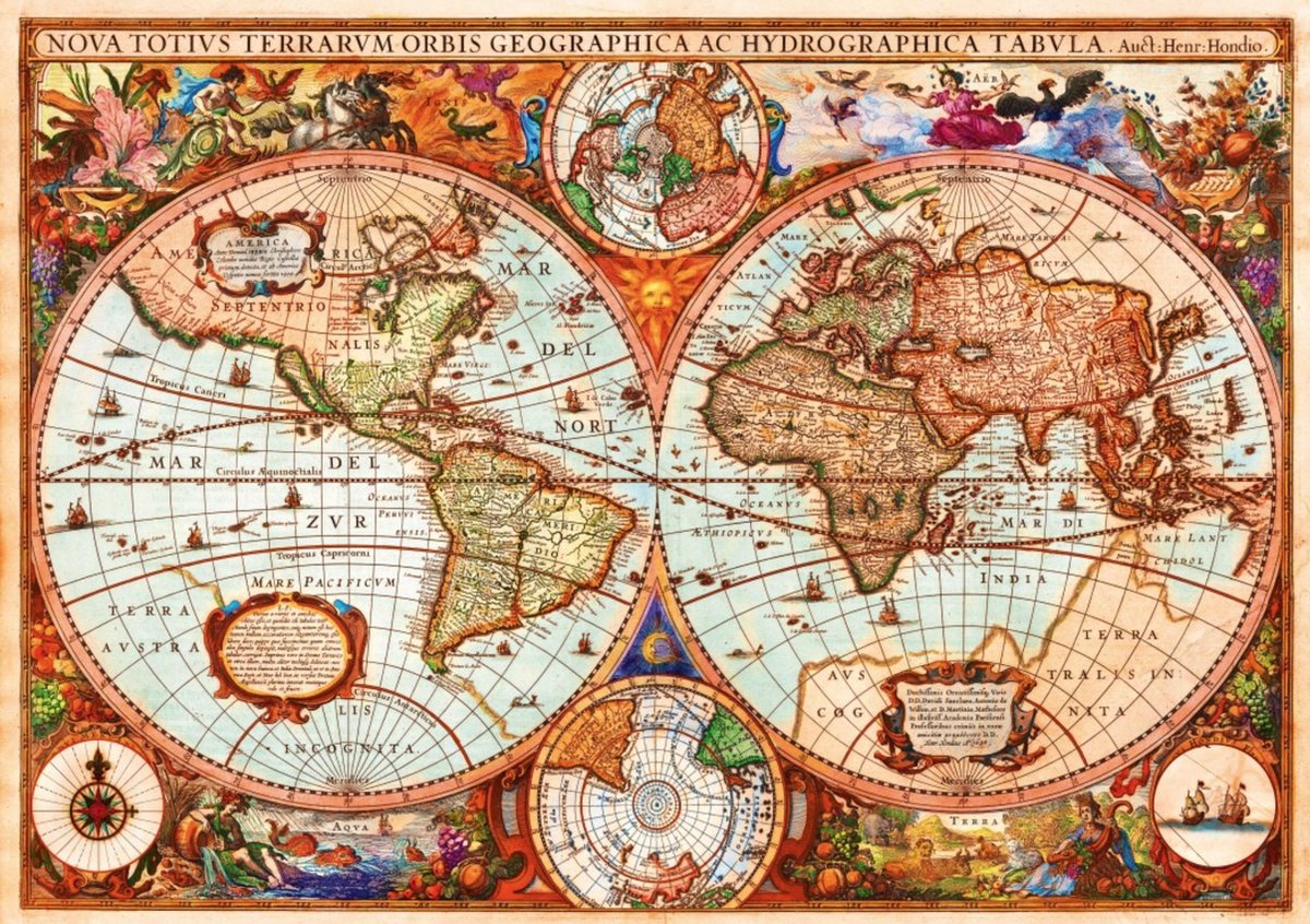 Lamdkaart Vintage map 1000 Blue Bird