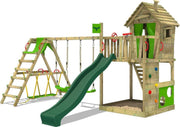 FATMOOSE Speeltoestel voor tuin HappyHome met schommel SurfSwing en groene glijbaan