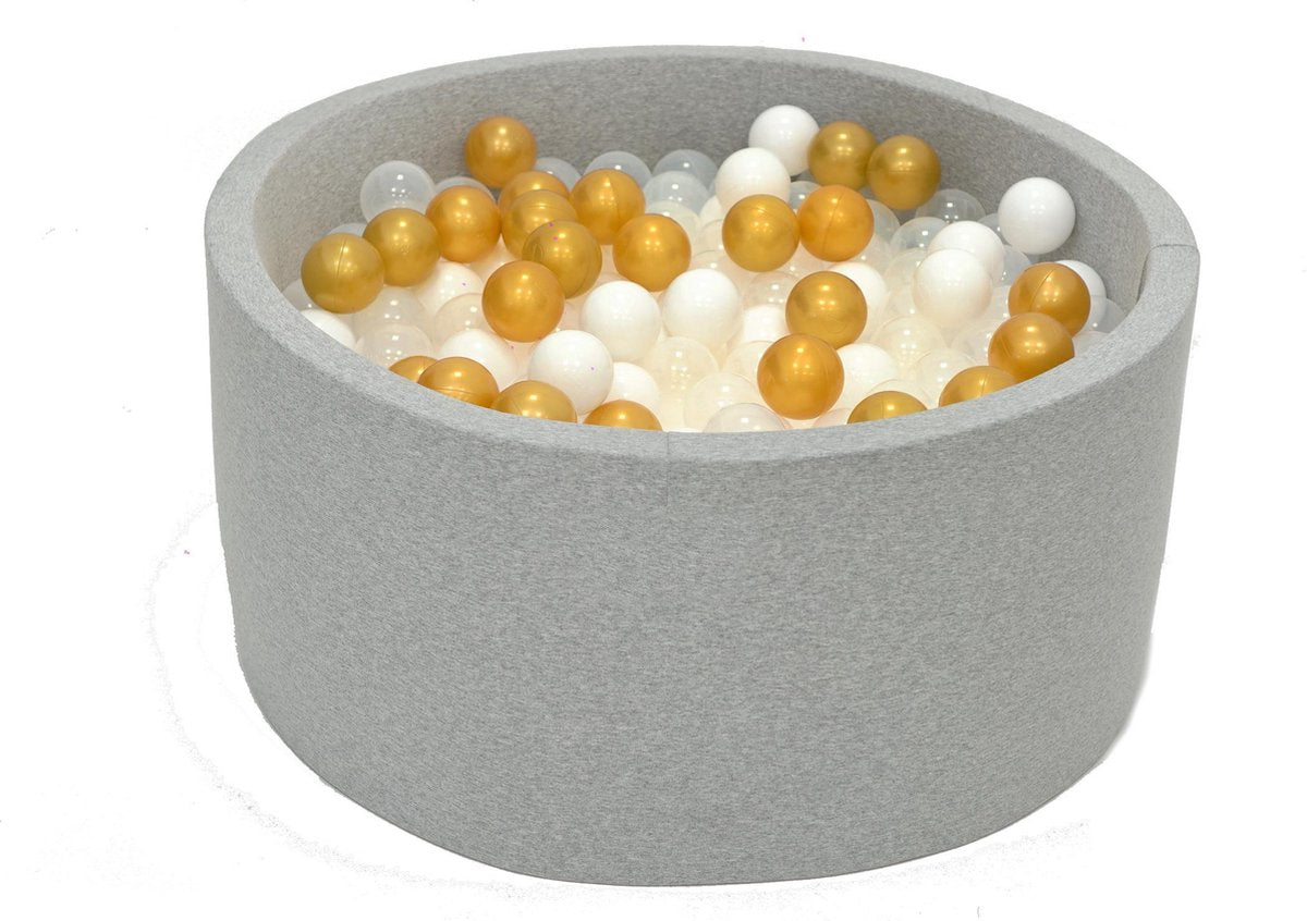 Ballenbak Grijs 90x40 met 250 ballen Wit