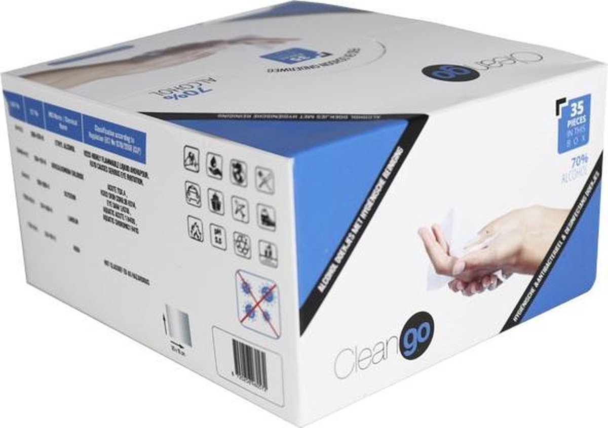 Cleango - vochtige alcohol doekjes 70% - 35 stuks