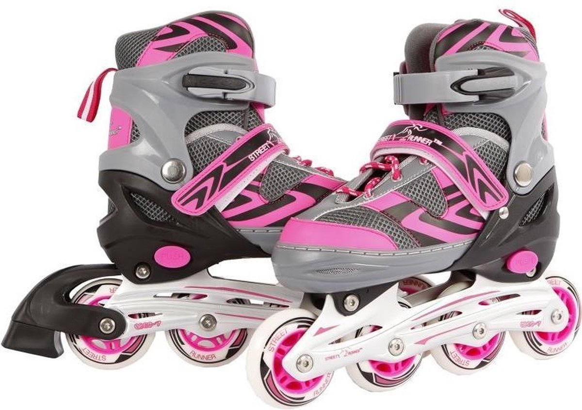 Street Runner Inlineskates Junior Aluminium Roze/grijs Mt 31-34