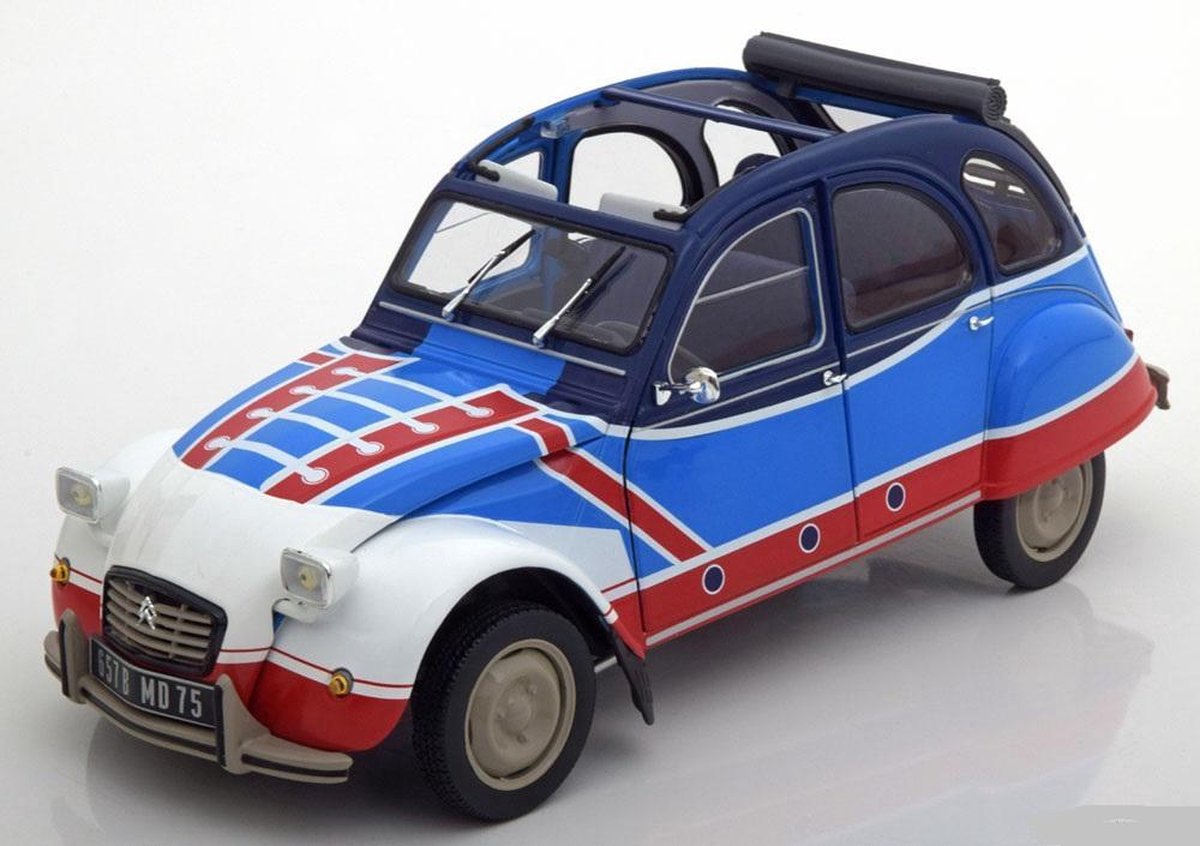 Citroen 2 CV Basket 1976 Blauw / Rood / Wit 1-18 Norev