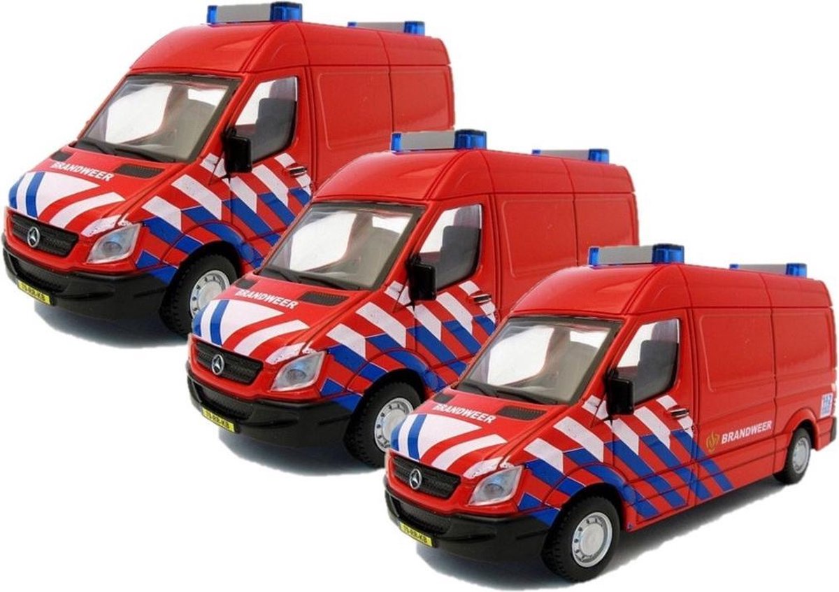 Set van 3x stuks modelautos brandweer Mercedes Benz rood - 1:50 - speelgoed autos schaalmodel - brandweerautos