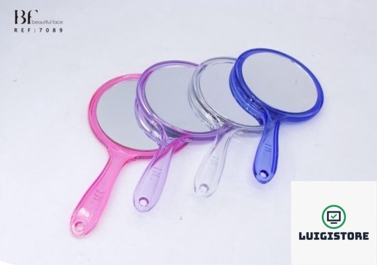 LS - Handspiegel divers gekleurd - Ronde handspiegel - Goede kwaliteit 1x en 2x vergrotend