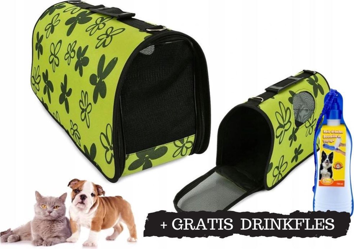 Shopaxo Honden draagtas - Hondentas - Reistas - Katten draagtas - klein hond - kat - Cavia - Fret - Konijn - draagtas - Opvouwbaar - Groen - Bench - Transporttas - Opbergtas