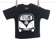 Baby Shirt zwart korte mouw Snoes Bus Pierre geper 62/68