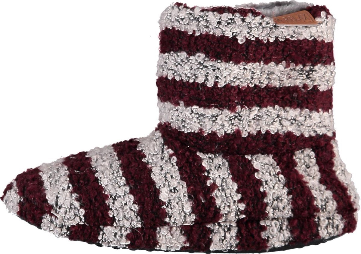 Apollo Jongens Pantoffels Streep - Rood/Grijs - Maat 33/34