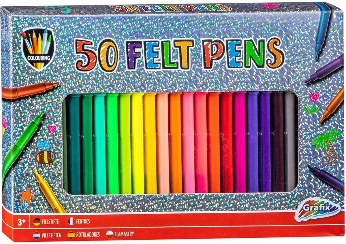 50 stiften | Kleuren voor kinderen | Viltstiften voor kinderen | Stiften kinderen | Creatief voor kinderen | Tekenen | Speelgoed kinderen vanaf 3 jaar