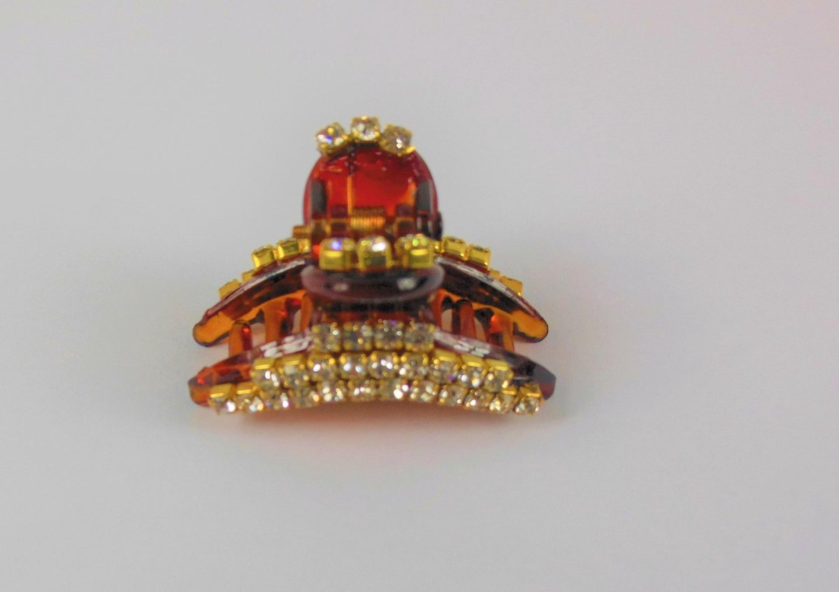 Haarklem mini smal bruin  strass