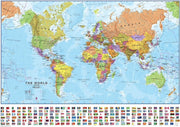 Grote Wereldkaart - Landkaart - Schoolkaart - Schoolplaat - Kaart - Atlas - 150 x 100 CM - Wanddecoratie - Extra Groot - Kwaliteit - Design - Poster - Om aan de muur te hangen - Wereld Kaart - Land Kaart - Continenten - XXL