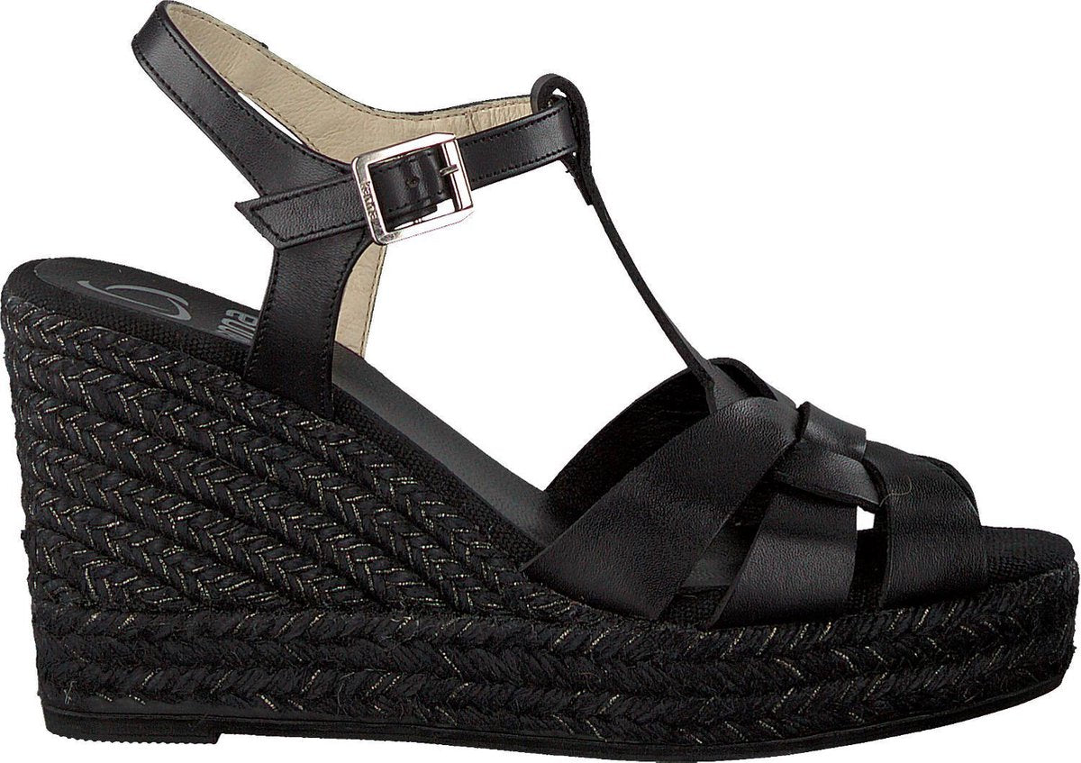 Kanna 20068 Sandalen - Met Sleehak - Dames - Zwart - Maat 40