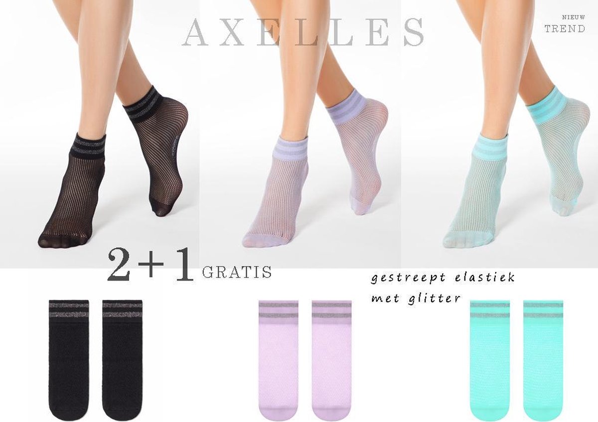Visnet sokken gestreept glitterboord | 2+1 gratis geschenkset