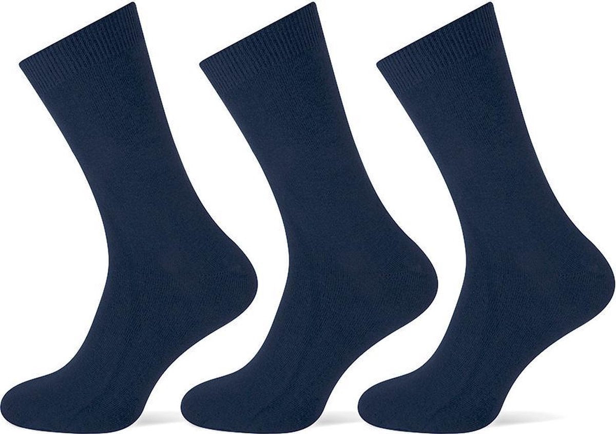 3-pack damessokken katoen zonder voelbare teennaad - marine- 36/42