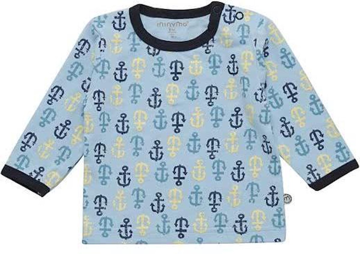 Minymo - baby jongens shirt - anker - blauw - Maat 68