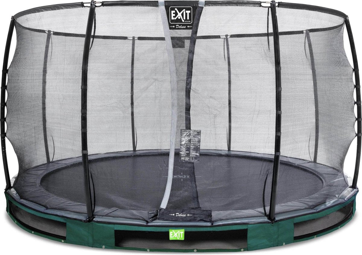 Trampoline EXIT Elegant Premium inground - ø366cm met Deluxe veiligheidsnet - groen
