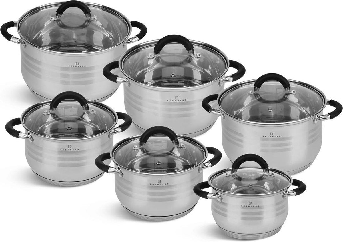 Edënbërg Classic Line - Luxe Pannenset - RVS - 12 delig - Sandwichbodem