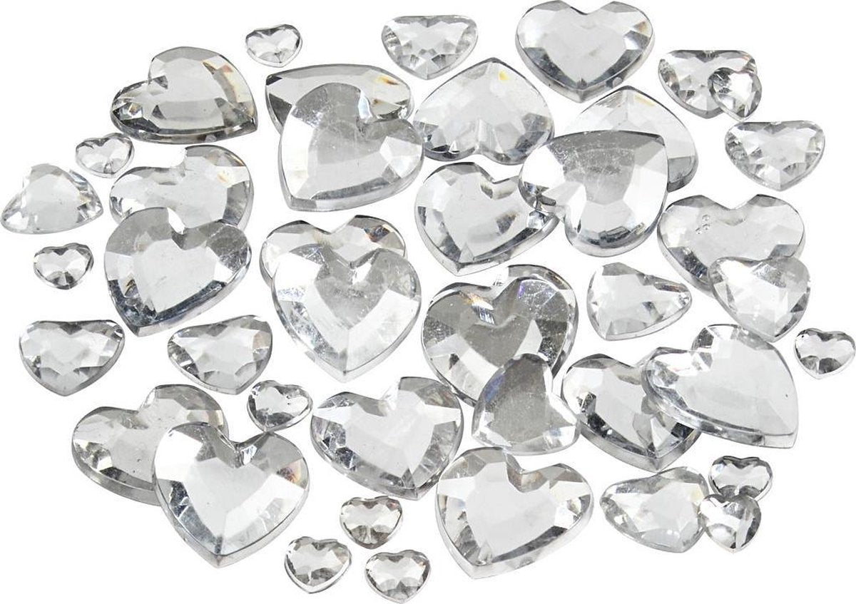 Creative Strasstenen Harten 6x10x14mm Zilver 252 Stuks