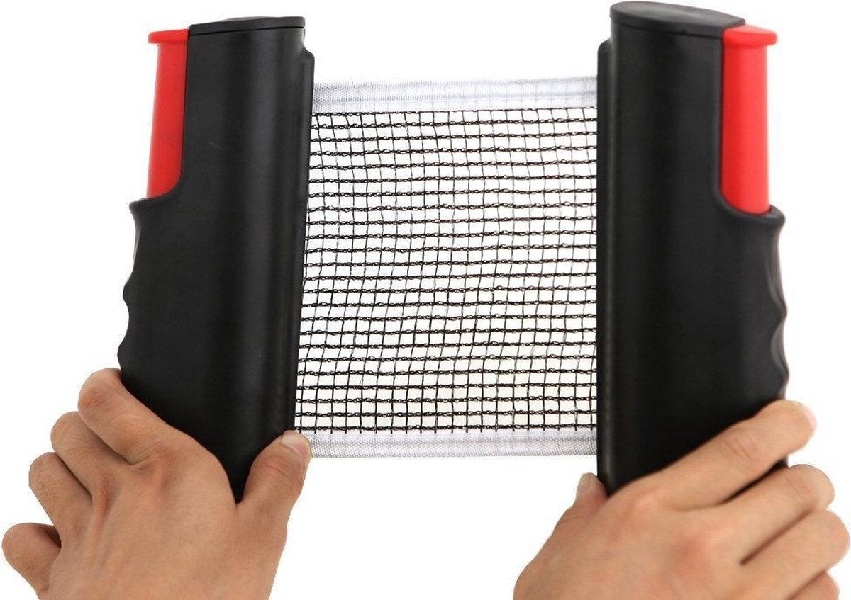BG4U Pocket Tafel Tennis Net - Uitschuifbaar - 2 meter - Zwart/ Rood