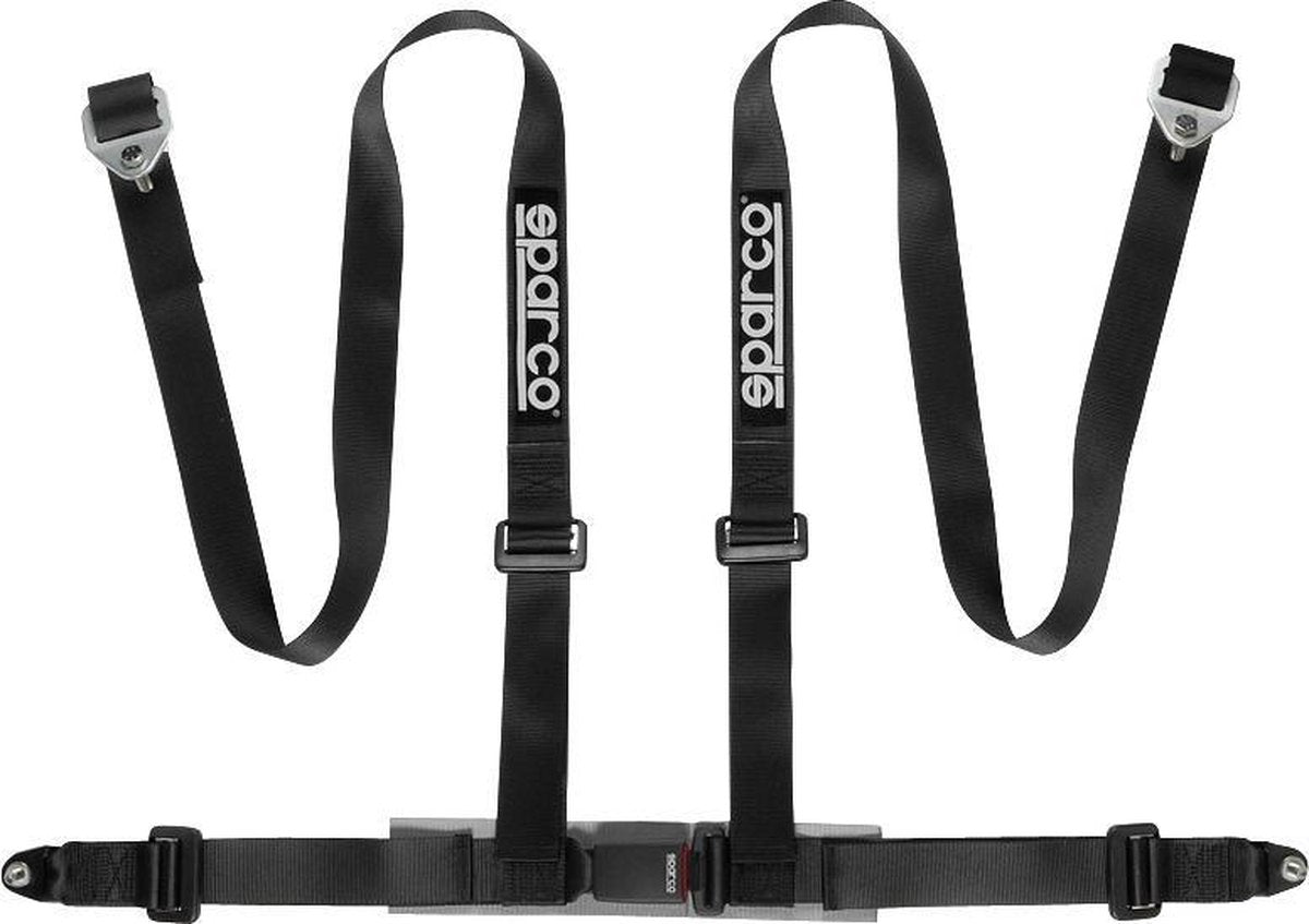 Sparco 4-Punts Sportgordel - Zwart - incl. Bekkenbeschermer & Schroefbevestiging (E-Keur)
