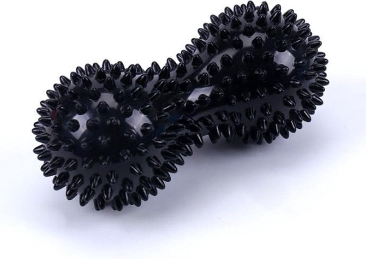 Rolmassage voor spieren – Stekelig plastic massage – Peanut Ball – 15 cm - Massage bal - Voeten Massage -Yoga fitness - Stress bal – Zelfmassage - Spierpijn - Trigger point - been hand pols voet nek rug massage | Lacrosse Bal - Zwart