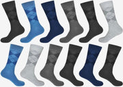 GIANVAGLIA HEREN SOKKEN - KATOEN - 12 PAAR - MULTIPACK - ARGYLE - GERUIT - MAAT 43-46