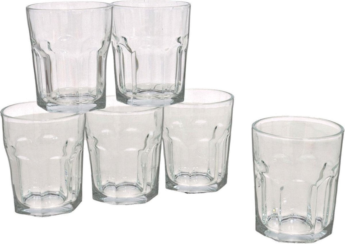 18x  Stuks waterglazen/drinkglazen transparant 256 ml - Glazen - Drinkglas/waterglas/tumblerglas