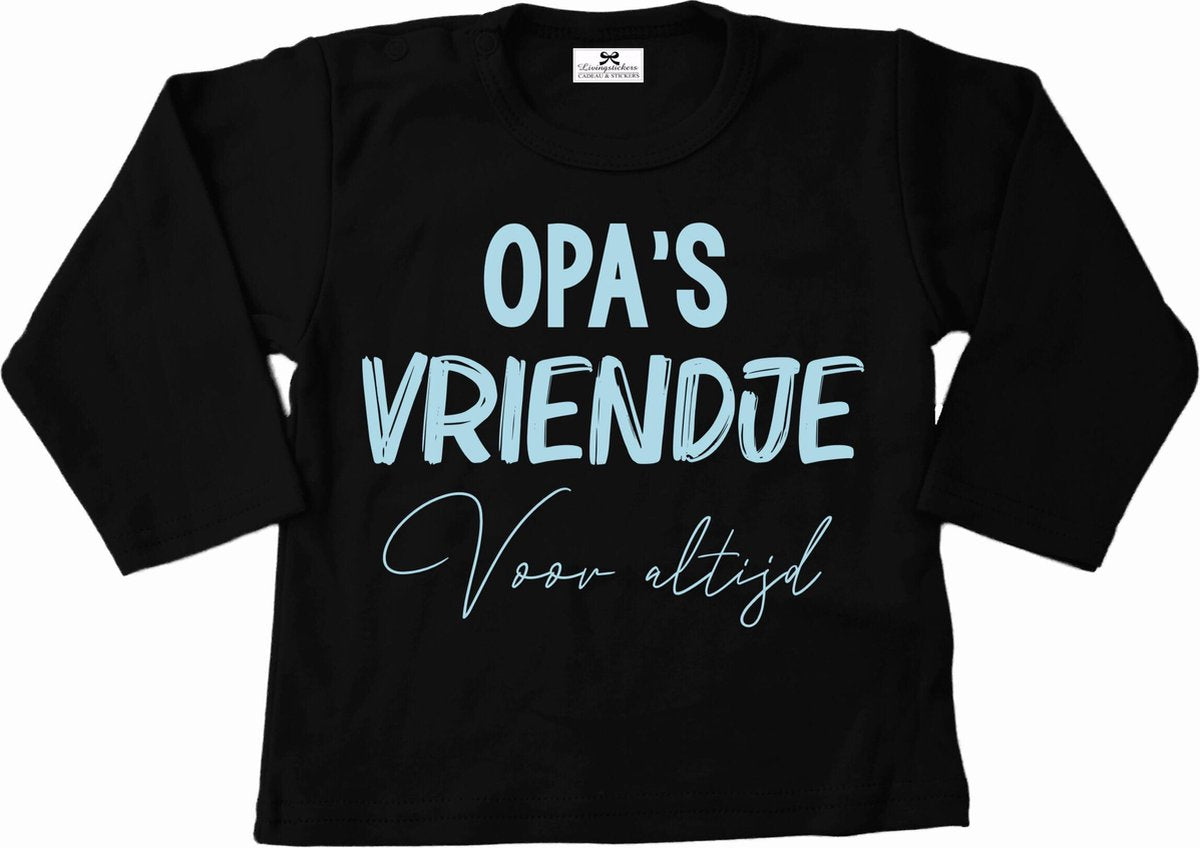 T-Shirt baby-dreumes-opa's vriendje voor altijd-zwart-lichtblauw-Maat 56