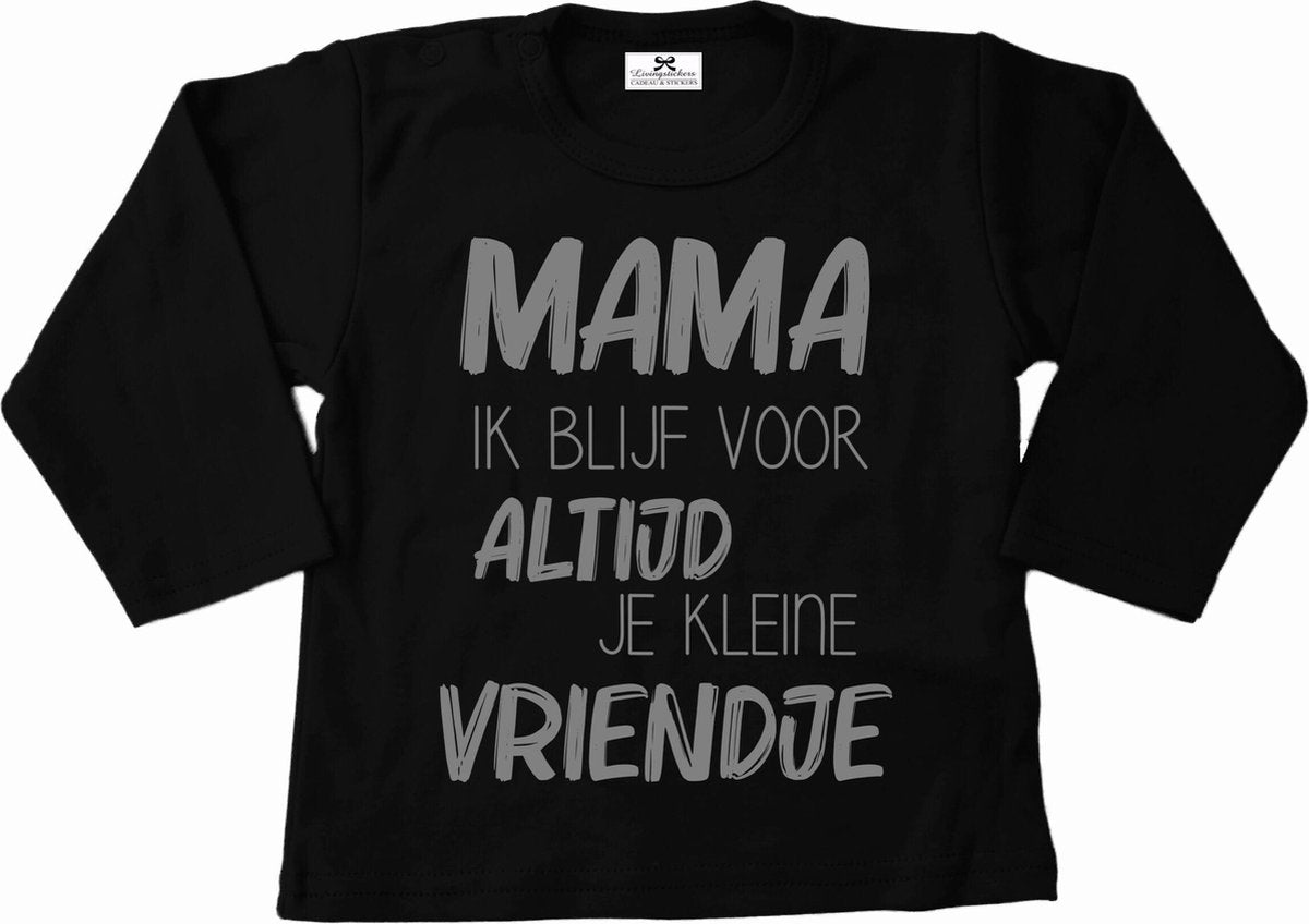 Shirt jongen-zwart met zilver-mama ik blijf voor altijd je kleine vriendje-Maat 68