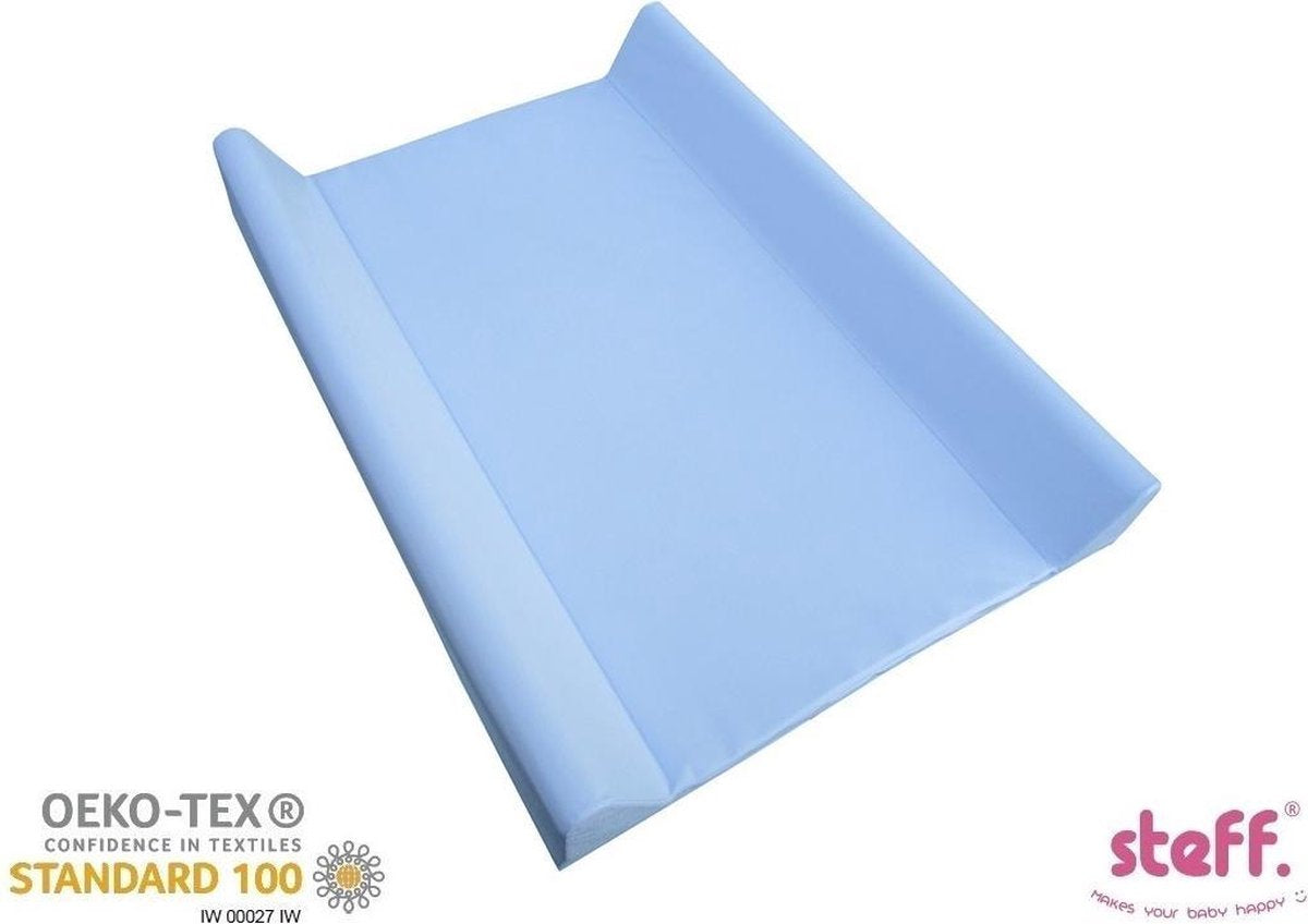 steff - aankleedkussen - met opstaande randen 70x50 cm - blauw - kwaliteitslabel OEKO-TEX standard 100