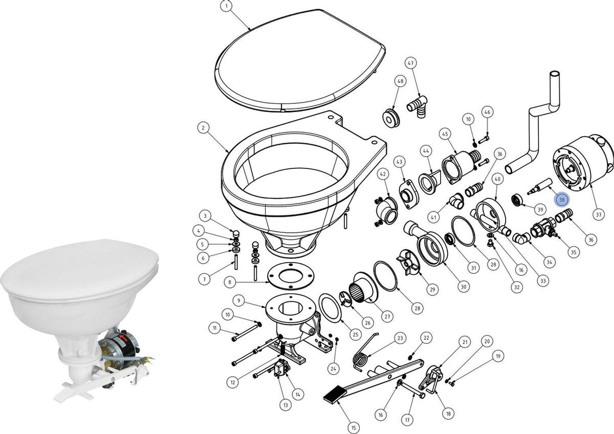 Rheinstrom RVS As voor Y8 en Y10 elektrisch Toilet