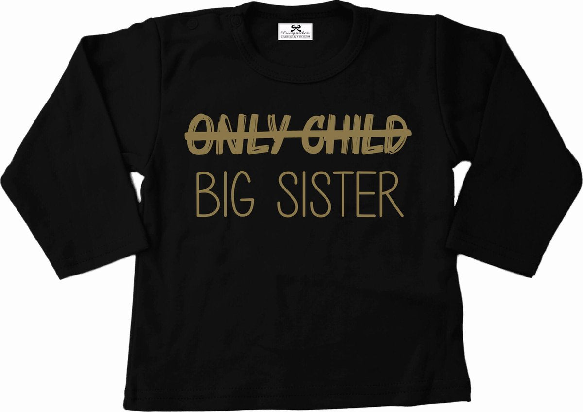 Shirt grote zus-big sister-zwart-goud-Maat 122/128