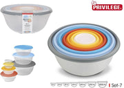 Set van 7 ronde stapelbare lunchboxen- trommels- Broodtrommels- Bakjes- Voorraardbakken-
