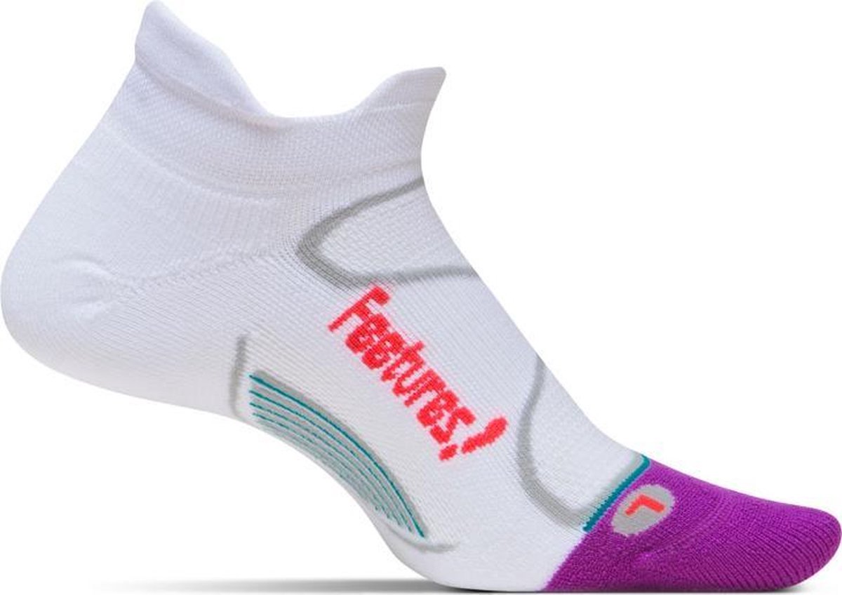 Feetures - Elite Light Cushion No Show Tab - Hardloopsokken - Sportsokken - Wit/Paars - L