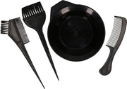 Haarverfset 8 delig 2 x verfbakje 6 cm hoog 14 cm rond  2 x kam 2x verfkwast 2 x kamverfkwast