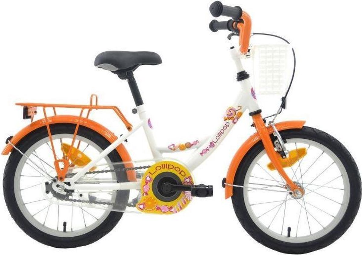 Bike Fun Lollipop - Fiets - Meisjes - Wit;Oranje - 18 Inch