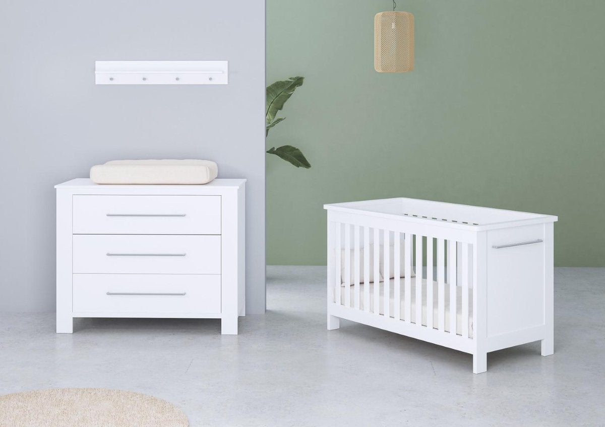 Cabino - Babykamer Noel - Babybed & Commode - Verstelbare bodem - Wit
