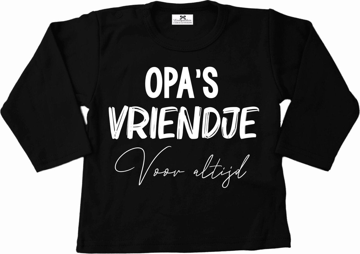 T-Shirt baby-dreumes-opa's vriendje voor altijd-zwart-wit-Maat 68