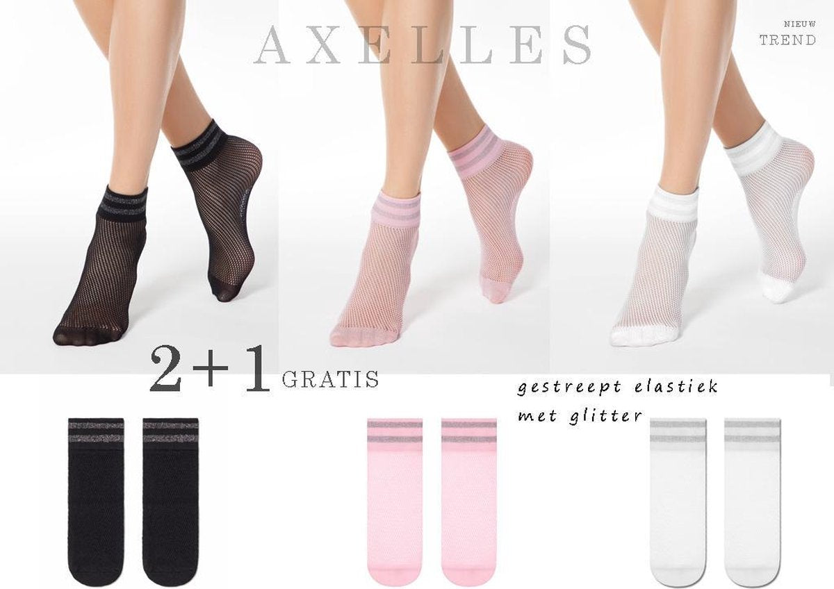 Visnet sokken gestreept glitterboord | 2+1 gratis geschenkset