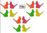 12x Vogel waterfluitjes 4 assortie
