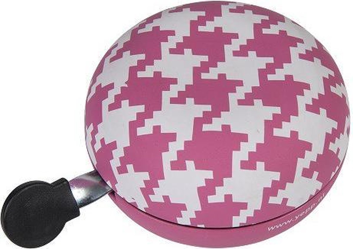 YEPP fietsbel DingDong groot pied de poule pink 8