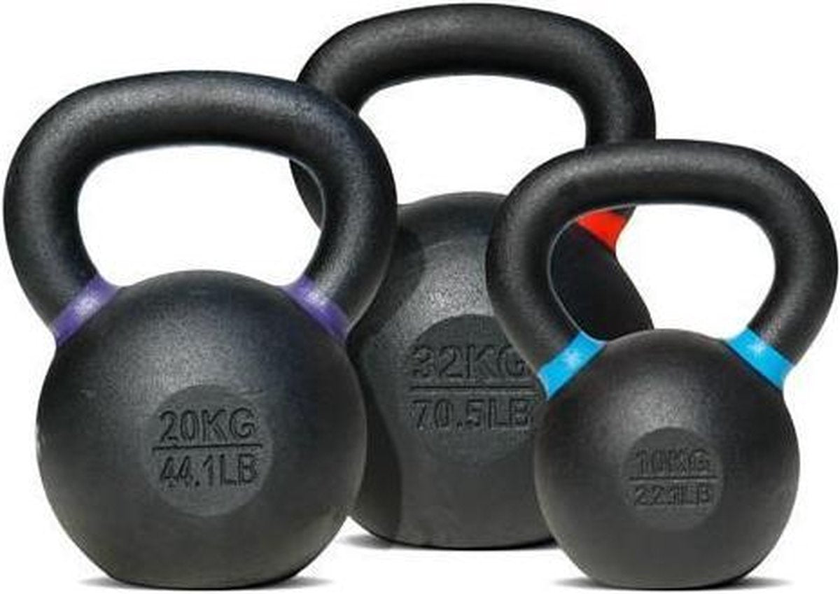Powder Coated - Kettlebell - per stuk - 36 KG - grijs - Gietijzer
