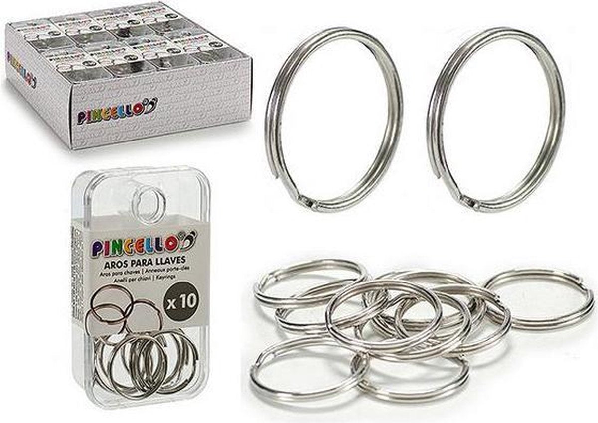 Pincello Sleutelringen Staal Zilver 10 Stuks