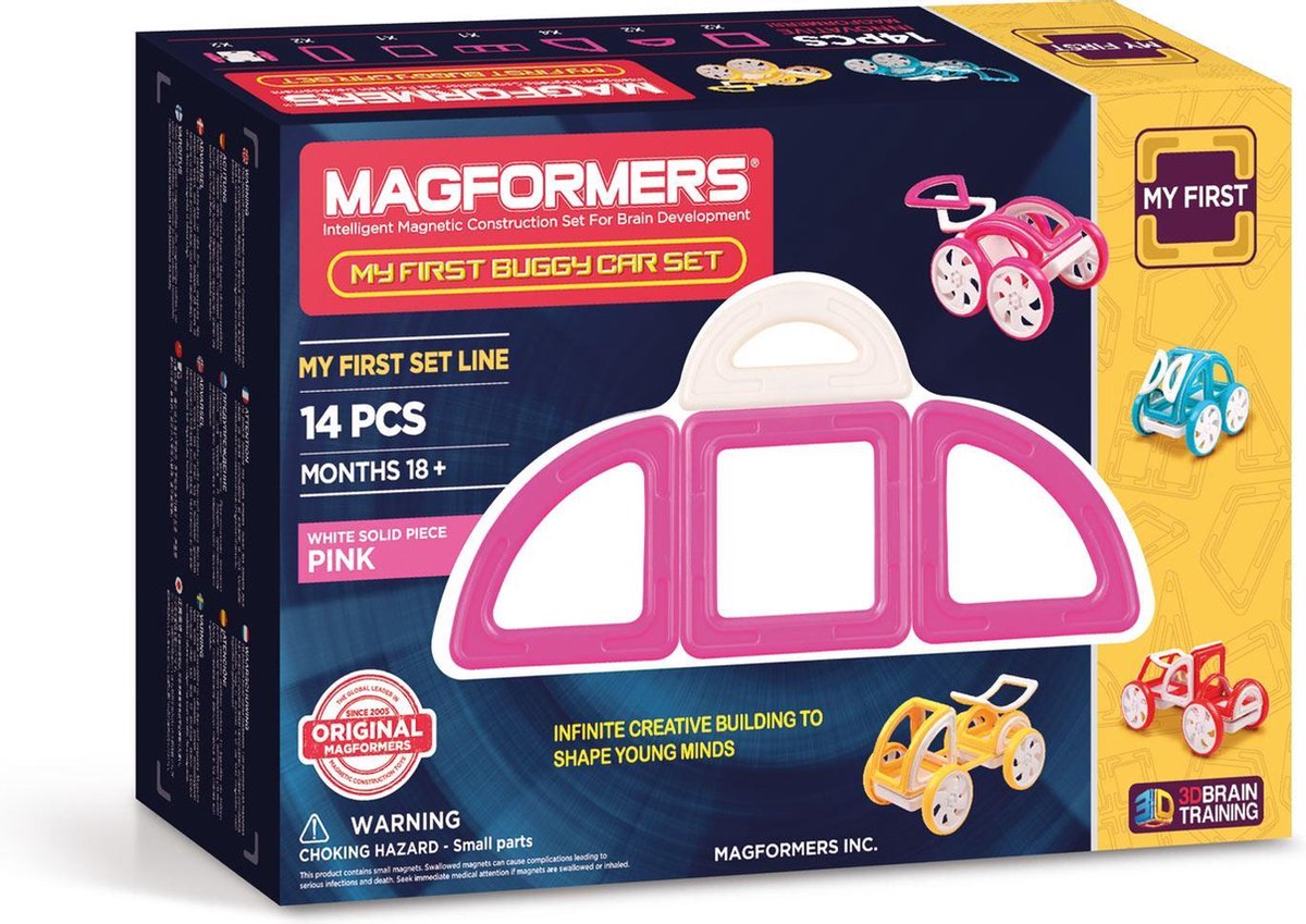 Magformers My First Autoset Roze - 14 Onderdelen - Magnetische Bouwset