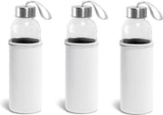 10x Glazen waterflessen/drinkflessen met witte soft shell hoes 520 ml - Sportfles - Bidon