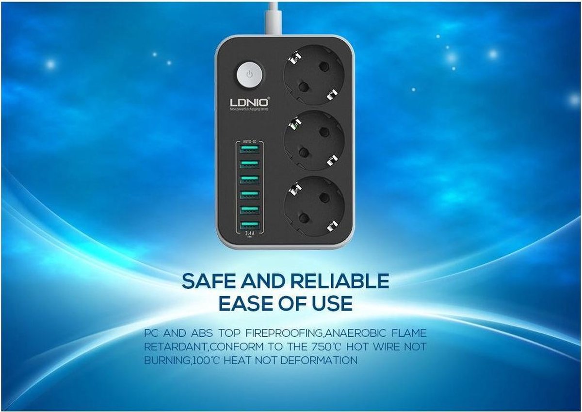 LDNIO Premium Stopcontact - Stekkerdoos - 3.4A