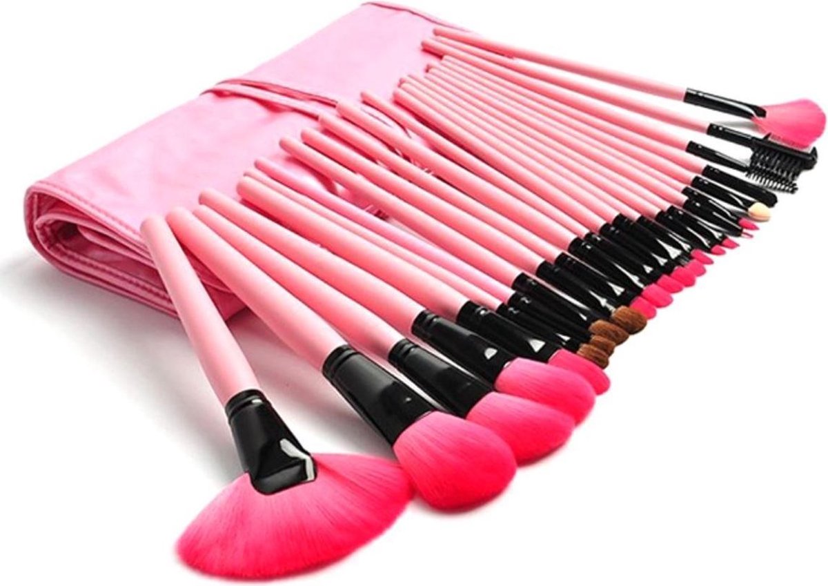 Evvie 24-delige Make-up kwastenset - Roze - in luxe etui