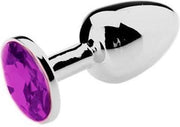Butt plug aluminium met paars kristal - small